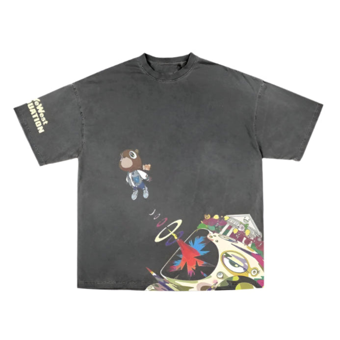 Kanye West Graduation Front and Back Graphic Print Tee (Black, S-3XL)