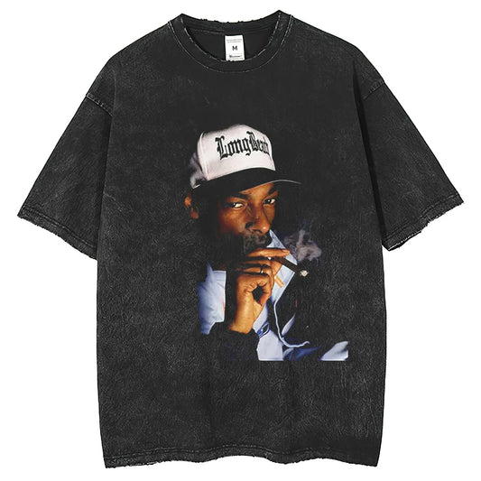 Snoop Dogg Graphic T-Shirt (Distressed Black, S-3XL)