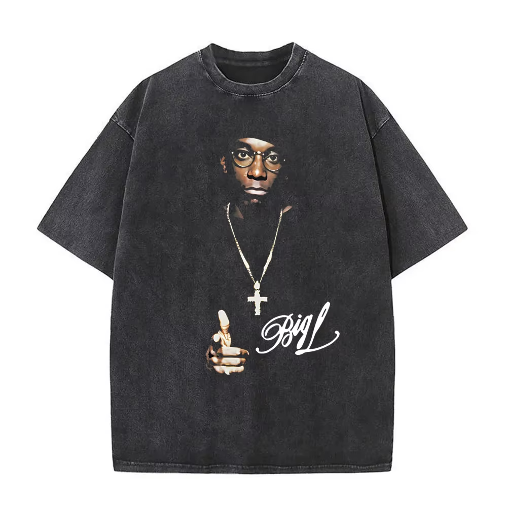 Big L Graphic Print Tee (Distressed Black, S-2XL)