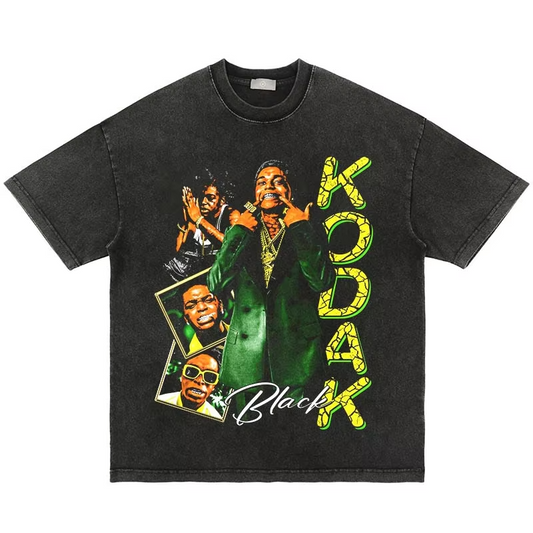 Kodak Black Graphic Print T-Shirt (Distressed Black, S-3XL)